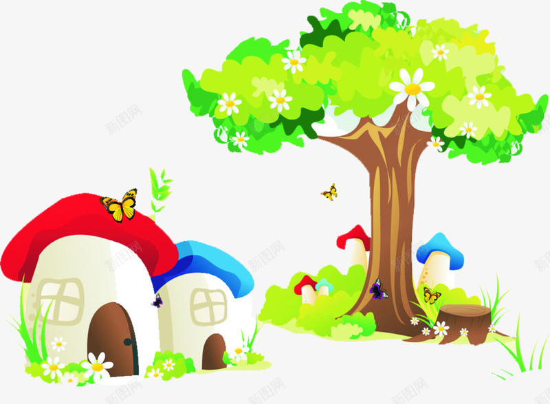卡通大树小屋环境png免抠素材_新图网 https://ixintu.com 卡通 大树 小屋 环境 素材