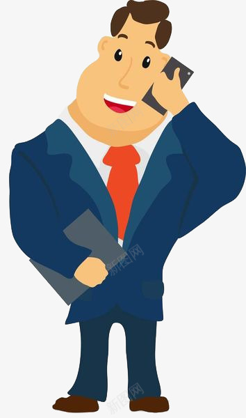 商务人士开心的打电话png免抠素材_新图网 https://ixintu.com 卡通手绘 商务人士 开心 打电话 男人 职场男 西装革履