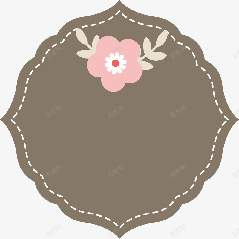 花朵便签矢量图ai免抠素材_新图网 https://ixintu.com 树叶 花朵 花边 虚线 矢量图