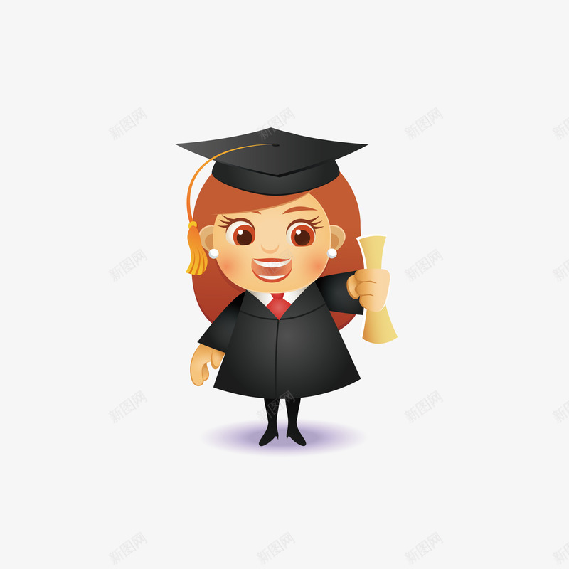 毕业女生毕业季卡通矢量图ai免抠素材_新图网 https://ixintu.com 卡通毕业生 学士服 毕业季 毕业生 矢量图