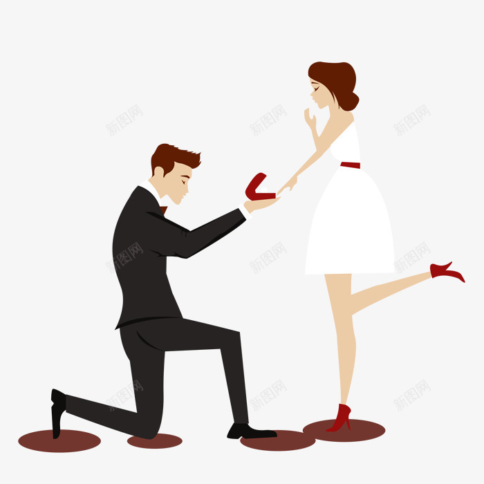 求婚的男人png免抠素材_新图网 https://ixintu.com png图形 png装饰 人物 卡通 女人 男人 装饰