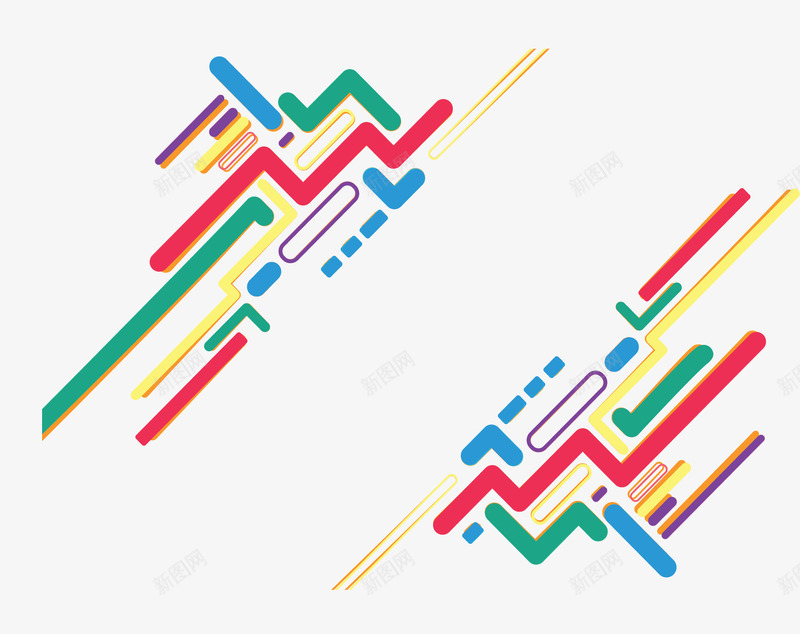 五彩直角线条花纹矢量图ai免抠素材_新图网 https://ixintu.com 几何花纹 彩色线条 矢量png 科技感 线性花纹 线条 矢量图