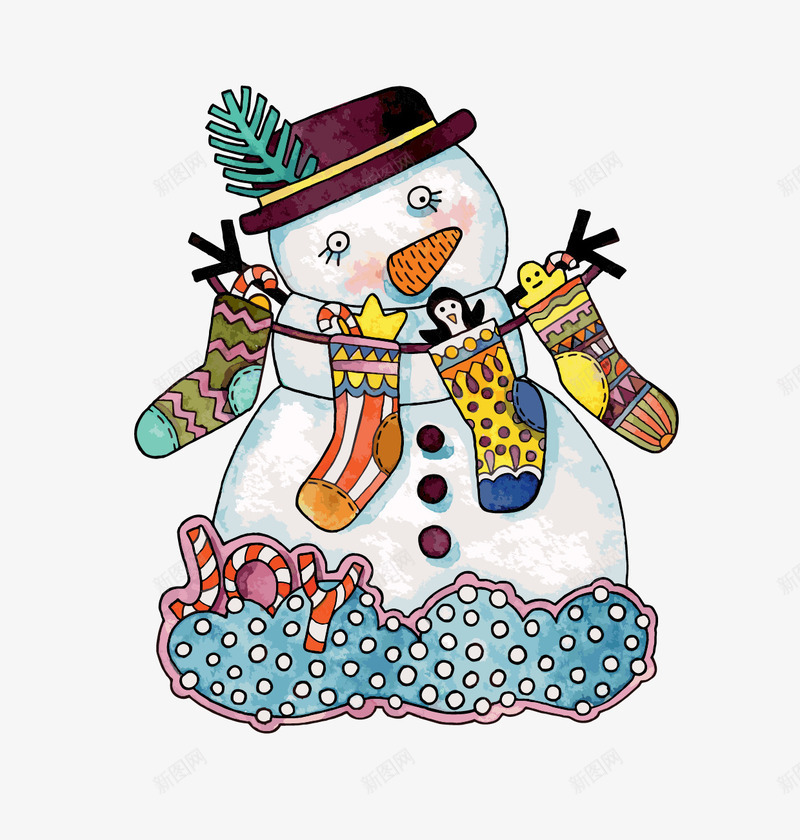 卡通雪人矢量图ai免抠素材_新图网 https://ixintu.com 带帽子的雪人 手绘雪人 矢量雪人 雪人卡通 矢量图