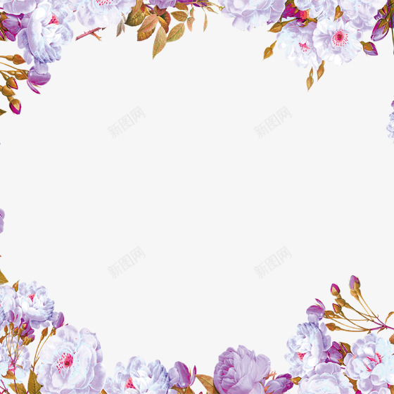 紫色创意花的边框png免抠素材_新图网 https://ixintu.com 开放 渐变 环境 紫色 纹理 自然 花朵 装饰