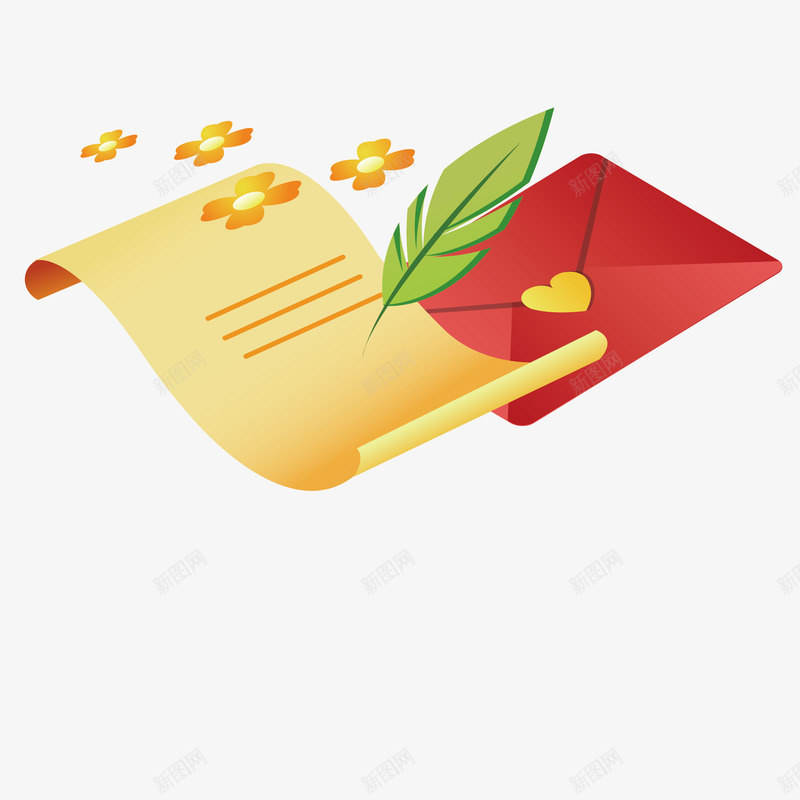 信封信纸鲜花png免抠素材_新图网 https://ixintu.com 信封信纸 漂浮素材 鲜花