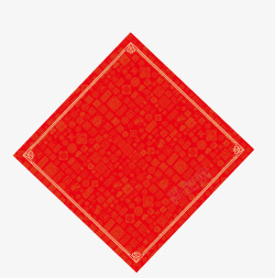 红色中国风方形墙贴素材