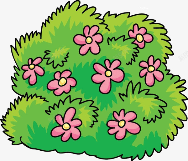 卡通花朵草坪png免抠素材_新图网 https://ixintu.com 卡通 绿色 花朵 草坪