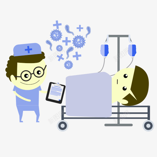 化疗病床卡通图png免抠素材_新图网 https://ixintu.com 中医西医 化疗 化疗卡通图 化疗病床卡通图 化疗矢量图 医生医用医院 医疗科技 研究药物治疗