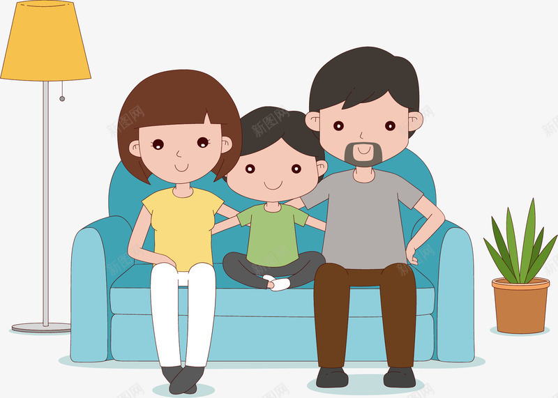 卡通幸福的一家三口矢量图ai免抠素材_新图网 https://ixintu.com 一家三口 一家人 三口之家 幸福之家 幸福的三口人 矢量png 矢量图
