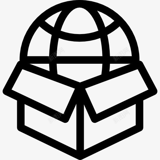 全球交付图标png_新图网 https://ixintu.com 世界网格 包 包装 地球 盒 箱