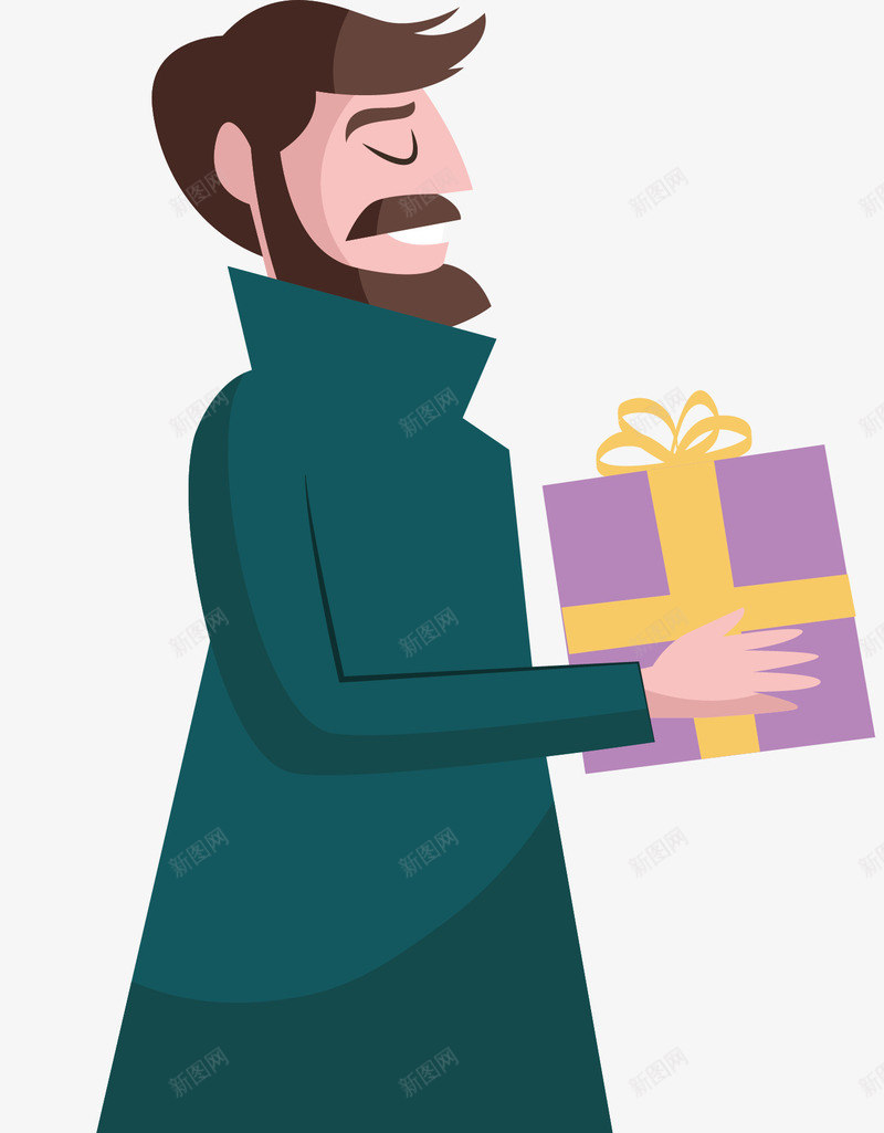 拿着礼物的男人矢量图ai免抠素材_新图网 https://ixintu.com 圣诞礼物 圣诞节 温馨的礼物 爸爸 矢量png 送礼物 矢量图