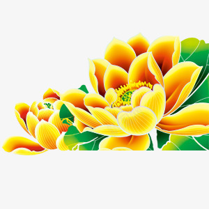 黄色绿叶荷花png免抠素材_新图网 https://ixintu.com 年会 新年 红包 荷花 贺卡