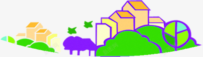 手绘绿色大树房屋png免抠素材_新图网 https://ixintu.com 大树 房屋 绿色