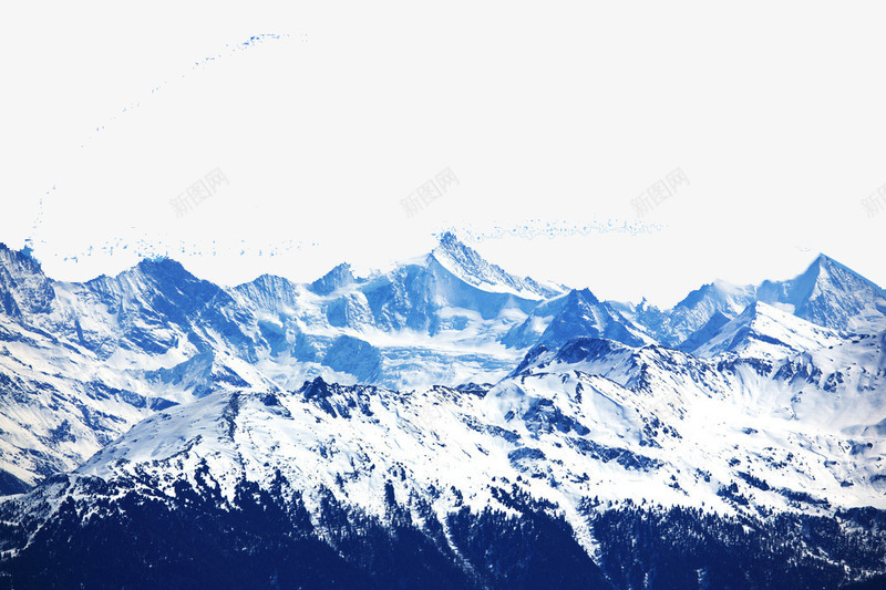 蓝色雪山景色png免抠素材_新图网 https://ixintu.com 景色 瀑布 美景 雪山 雪山瀑布