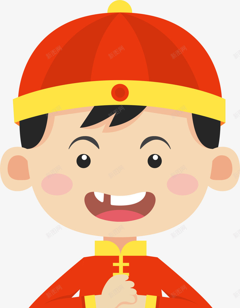 春节拜年的小朋友png免抠素材_新图网 https://ixintu.com 中国风 喜笑颜开 开心 拜年的小朋友 春节 红色帽子