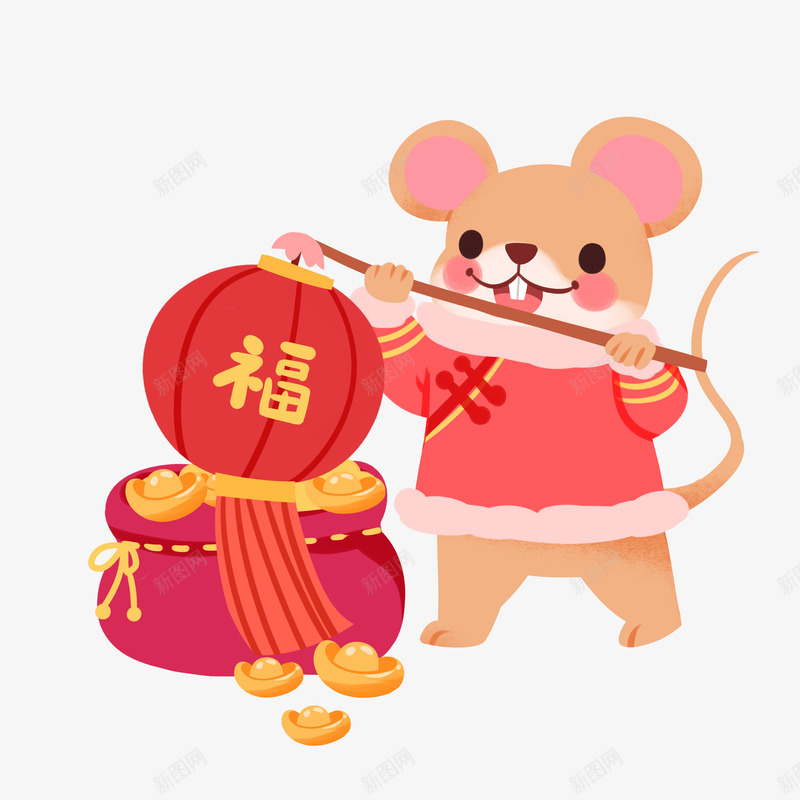 鼠年图png免抠素材_新图网 https://ixintu.com 元宝 小老鼠 招财鼠 灯笼 鼠年