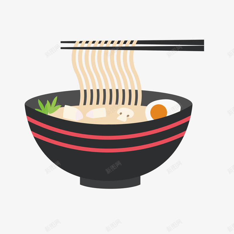 乌冬拉面矢量图eps免抠素材_新图网 https://ixintu.com 矢量源文件素材 粗细面条 美食 鸡蛋 矢量图