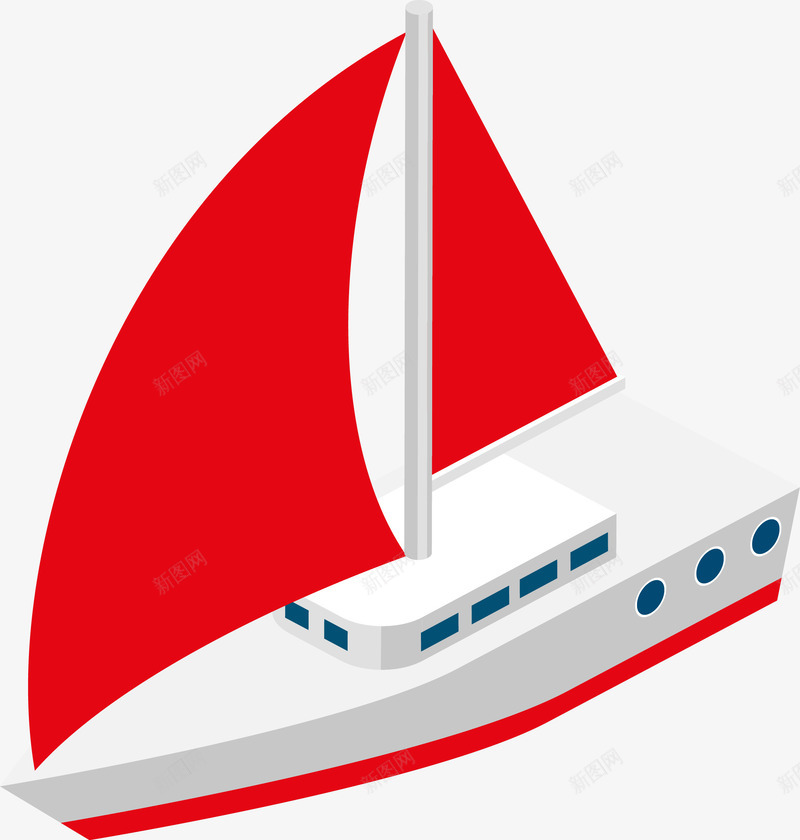 红色卡通帆船图png免抠素材_新图网 https://ixintu.com 卡通 卡通船 帆船 木船 水上工具 渔船 渔船插图 渔船矢量 红船 红色 船 轮船