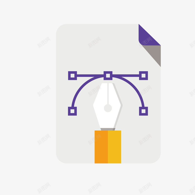 灰色钢笔工具png免抠素材_新图网 https://ixintu.com 圆角 工具 弧形 折角 灰色 紫色 纸张 线条 美术 钢笔