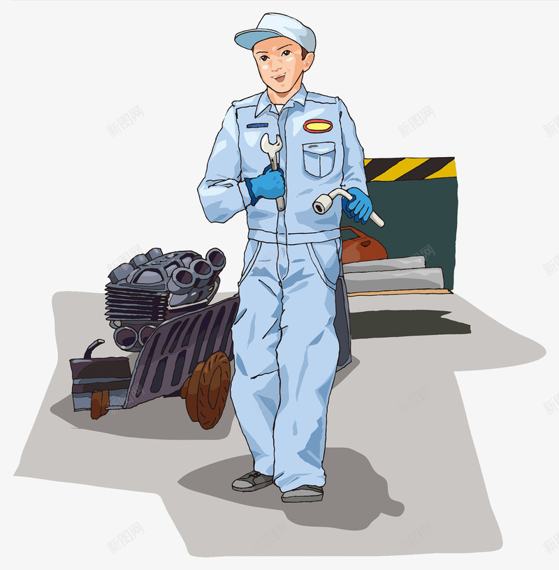 修车的男人png免抠素材_新图网 https://ixintu.com 修车工 卡通 工人 工具 帅气的 插图 男人
