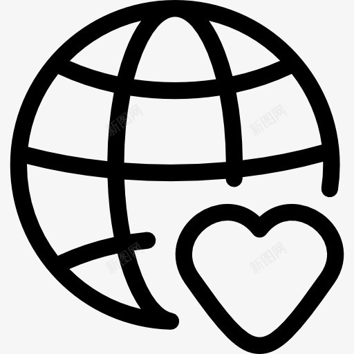 爱的行星图标png_新图网 https://ixintu.com 世界 地图和国旗 地球网格 心 生态主义 行星地球
