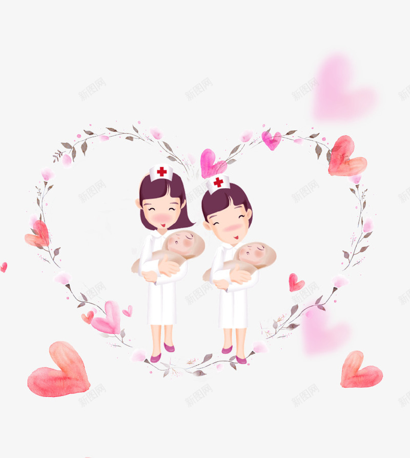 红色爱心国际护士节海报背景psd_新图网 https://ixintu.com 呵护 国际护士节 宝宝 感恩 护士 护士漫画 护士节插画 爱心 白衣天使