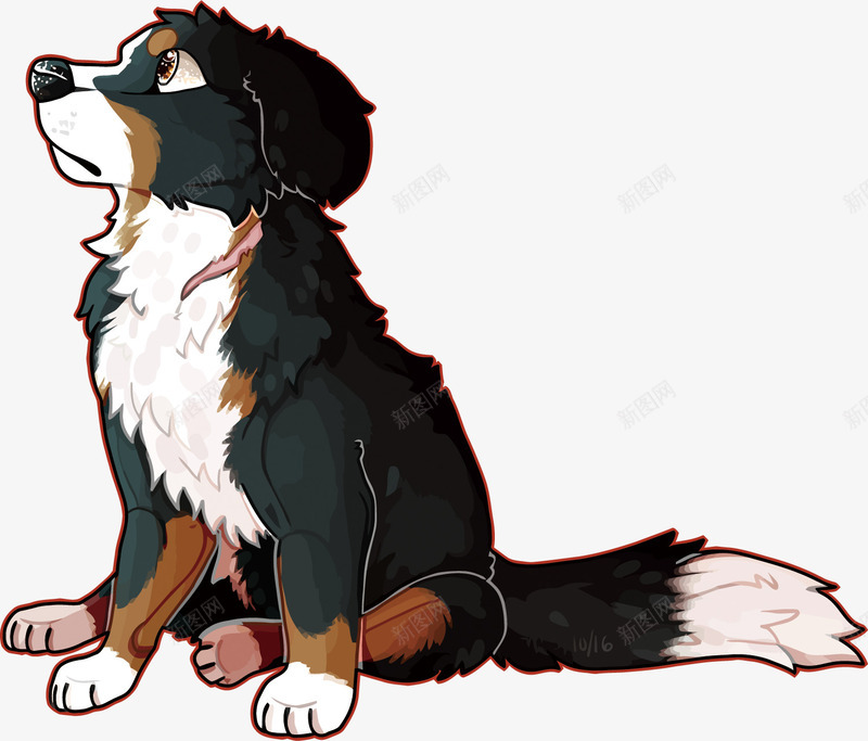 孤单的伯恩山犬png免抠素材_新图网 https://ixintu.com PNG PNG免费下载 PNG图片 伯恩山犬 卡通 寂寞 手绘 狗