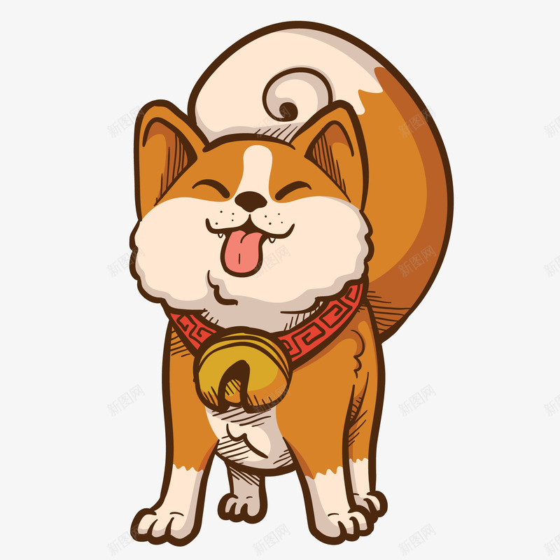 手绘2018卡通狗矢量图ai免抠素材_新图网 https://ixintu.com 动物设计 卡通 大头狗狗 小狗 彩绘 手绘 春节 狗年 矢量图