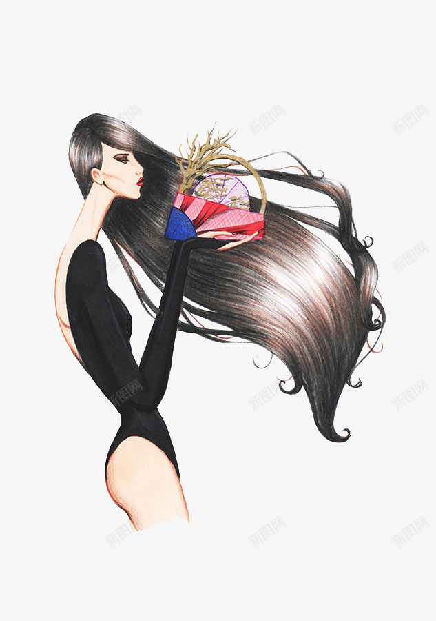 手绘女装插画稿png免抠素材_新图网 https://ixintu.com 女装模特插画 手绘女装 手绘时尚女装