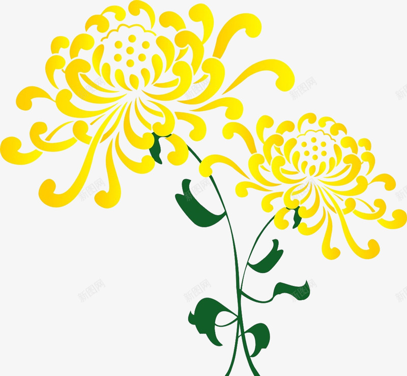 卡通手绘美丽花朵png免抠素材_新图网 https://ixintu.com 卡通手绘 卡通花 小花叶 美丽的 花朵 黄色的