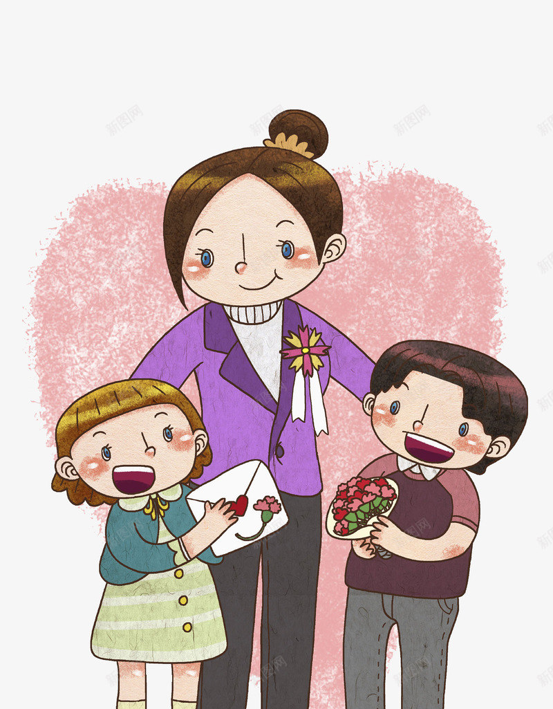 感恩母亲节png免抠素材_新图网 https://ixintu.com 亲情 卡通人物 妈妈 感恩祝福 手绘平面 母亲节 水彩画