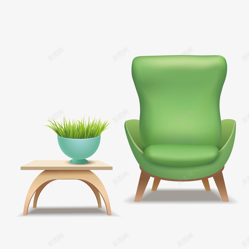 沙发png免抠素材_新图网 https://ixintu.com PNG免抠图下载 北欧风 宜家 家居 盆栽 绿沙发