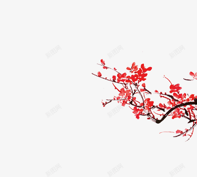 中国画冬梅png免抠素材_新图网 https://ixintu.com 一剪梅 一枝梅花 中国画 冬季 国画 梅花