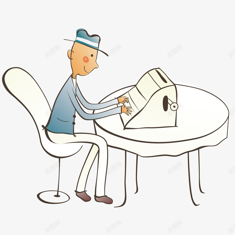 打字的男人png免抠素材_新图网 https://ixintu.com 卡通 打字机 男人