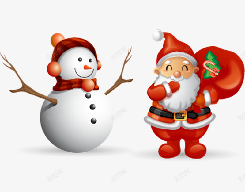 卡通圣诞节png免抠素材_新图网 https://ixintu.com 圣诞老人 手绘 雪人 雪娃娃