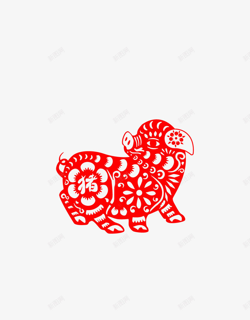 2019剪纸猪元素png免抠素材_新图网 https://ixintu.com 2019 剪纸 新年 春节 猪 窗花 红色