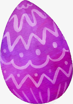 水彩手绘复活节紫色花纹彩蛋兔子素材