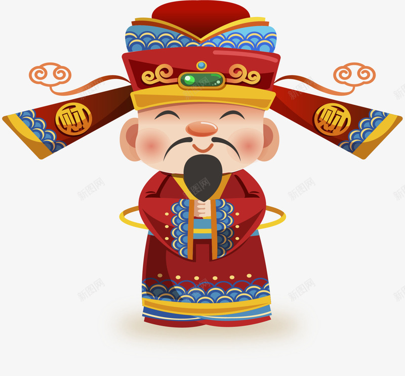 春节卡通呆萌财神爷png免抠素材_新图网 https://ixintu.com 作揖 卡通财神爷 呆萌财神爷 开心 春节财神爷 红色衣服