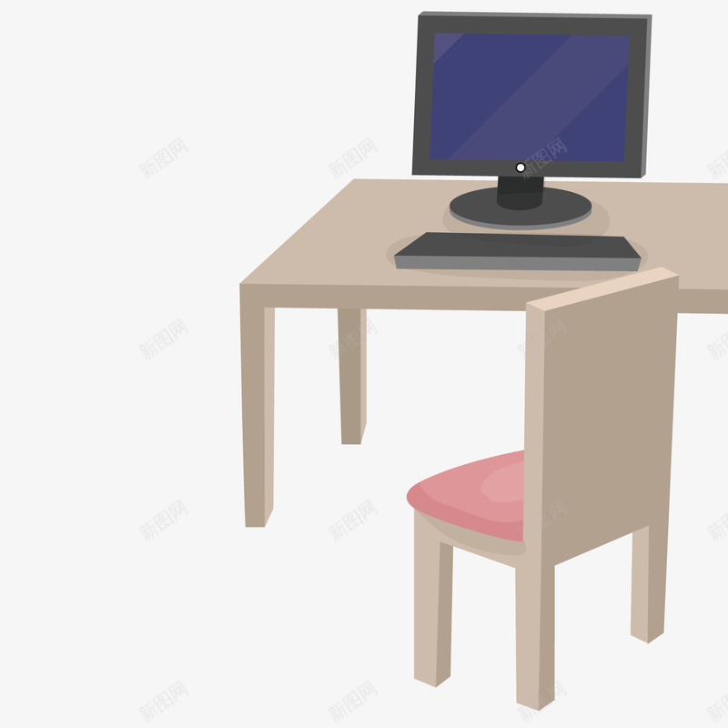 办公桌与椅子png免抠素材_新图网 https://ixintu.com 办公桌 卡通 椅子