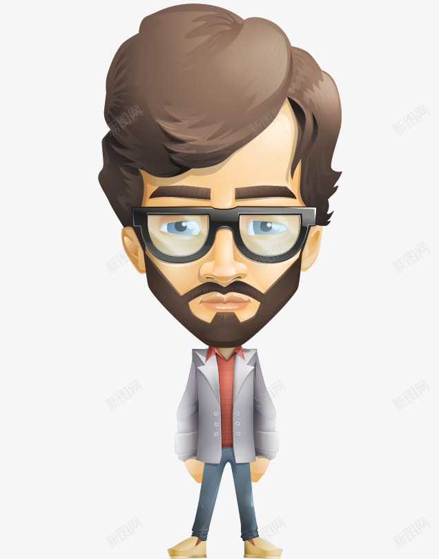 卡通手绘Q版大头身小胡须男人矢量图ai免抠素材_新图网 https://ixintu.com Q版的男人 卡通的男人 大头身小的男人 手绘的男人 胡须的男人 矢量图