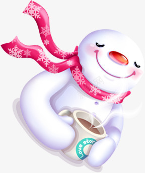手绘粉围脖雪人插图png免抠素材_新图网 https://ixintu.com 围脖 插图 雪人