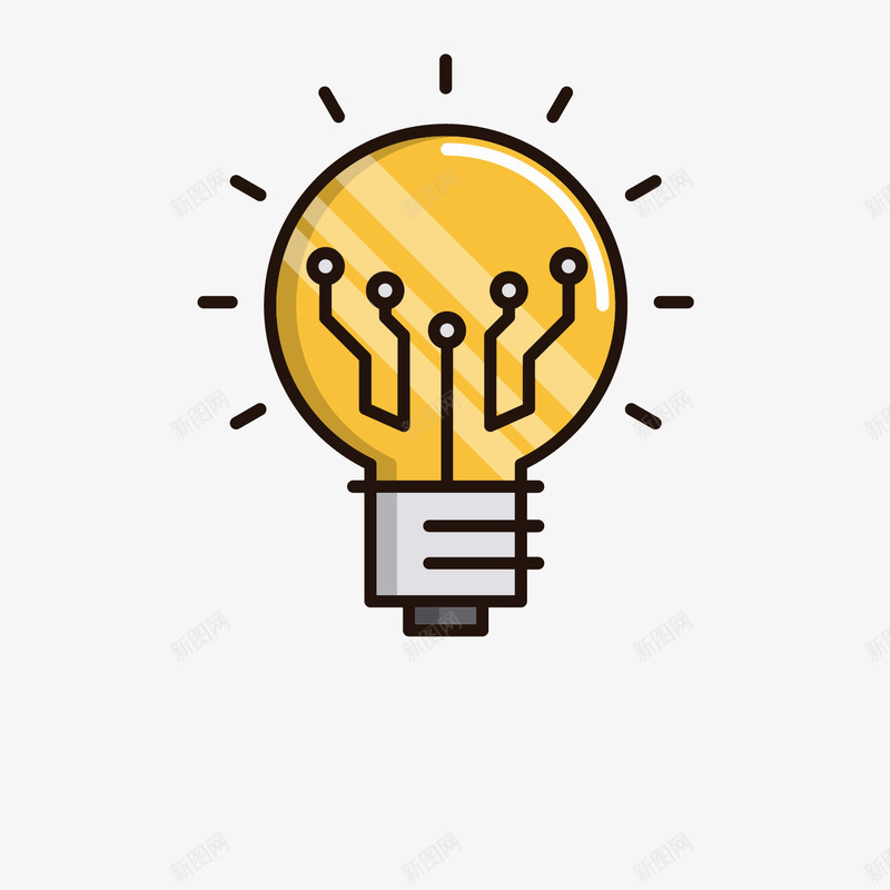 灯泡卡通电子图标png_新图网 https://ixintu.com 发光 图标 核心 灯泡 电动 电子 科学技术 科技 黄色