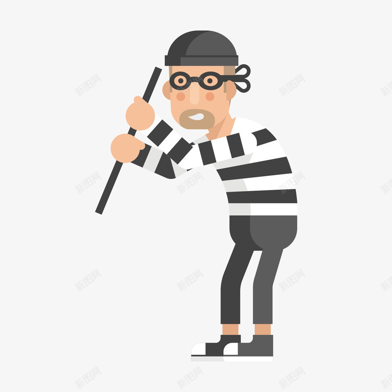 盗贼犯人矢量图ai免抠素材_新图网 https://ixintu.com 扁平 手绘 罪犯 矢量图