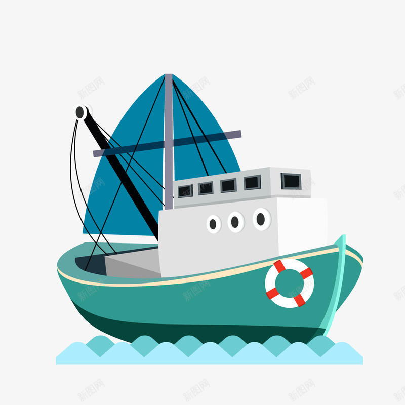 卡通海面上的轮船png免抠素材_新图网 https://ixintu.com 卡通轮船 帆船 海面 背景装饰 豪华轮船