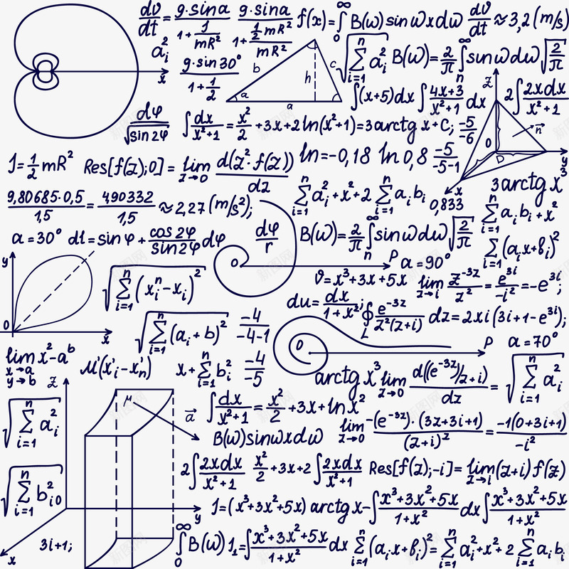 蓝色数学笔记矢量图eps免抠素材_新图网 https://ixintu.com 教育 数学笔记 漂浮 蓝色 矢量图