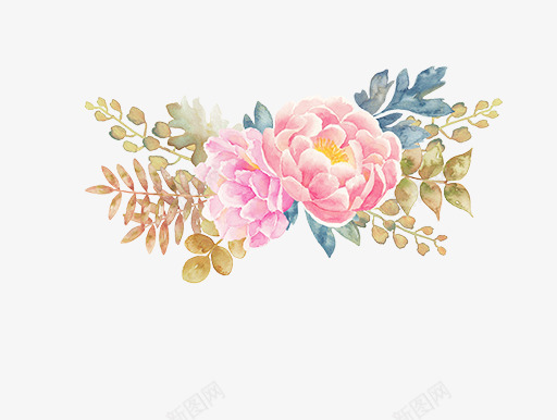 手绘唯美植物花卉png免抠素材_新图网 https://ixintu.com 布料印花 插画 植物 植物花卉 水彩图 绿叶 美丽的 花朵 花瓣 花边设计 装饰