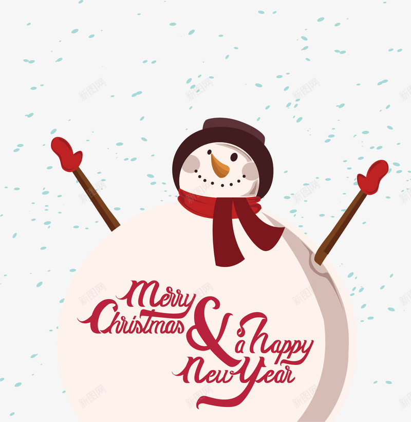 雪人png免抠素材_新图网 https://ixintu.com 卡通 可爱 手绘 水彩 白色 红色围巾 雪人 雪花