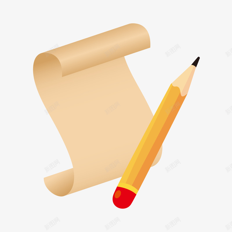 卡通纸张和铅笔矢量图ai免抠素材_新图网 https://ixintu.com 书写 卡通 学习用品 文具 纸张 铅笔设计 矢量图