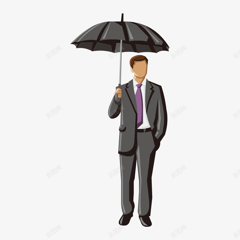 卡通商务人物png免抠素材_新图网 https://ixintu.com 人物 人物形象 办公人物 卡通人物 卡通商务人物 商业插图 商务人物 手绘人物 打伞 插画 男人