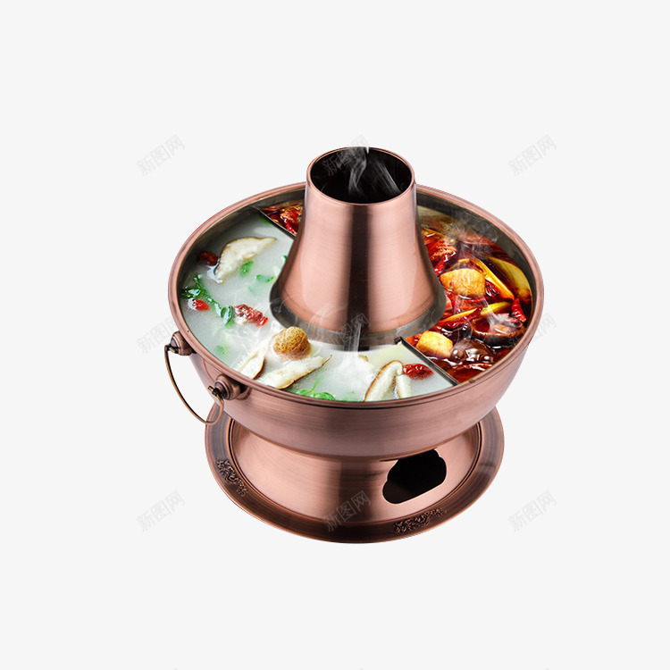 美味鸳鸯火锅png免抠素材_新图网 https://ixintu.com 产品实物 冬日暖胃火锅 电火锅 电碳两用铜火锅 纯紫铜火锅炉 纯铜火锅路 老北京木炭火锅 铜火锅